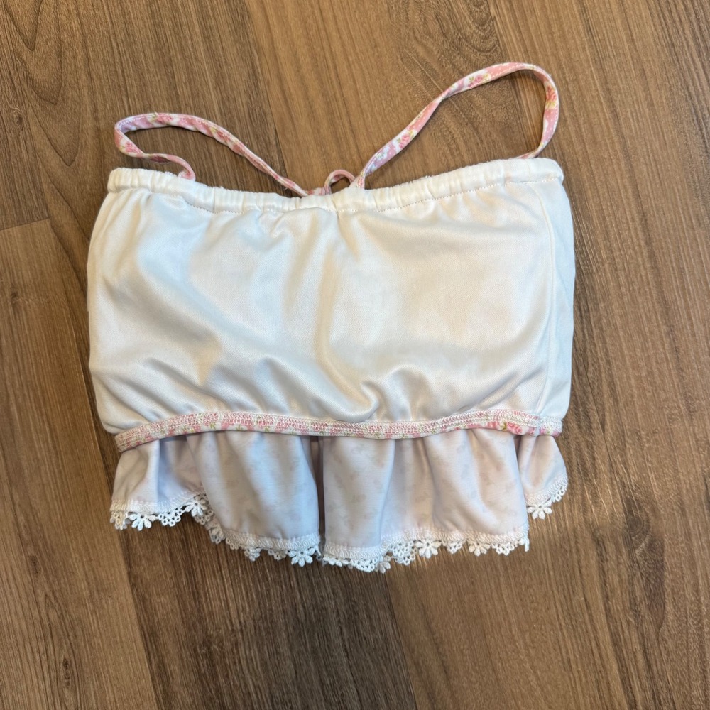 Bliss by LBCCo Girls Pink Floral Ruffle Lace Top Size 8 Cottagecore - Picture 7 of 8